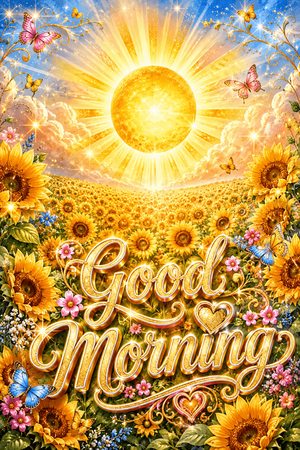 Good Morning Sunflower Field Ecard