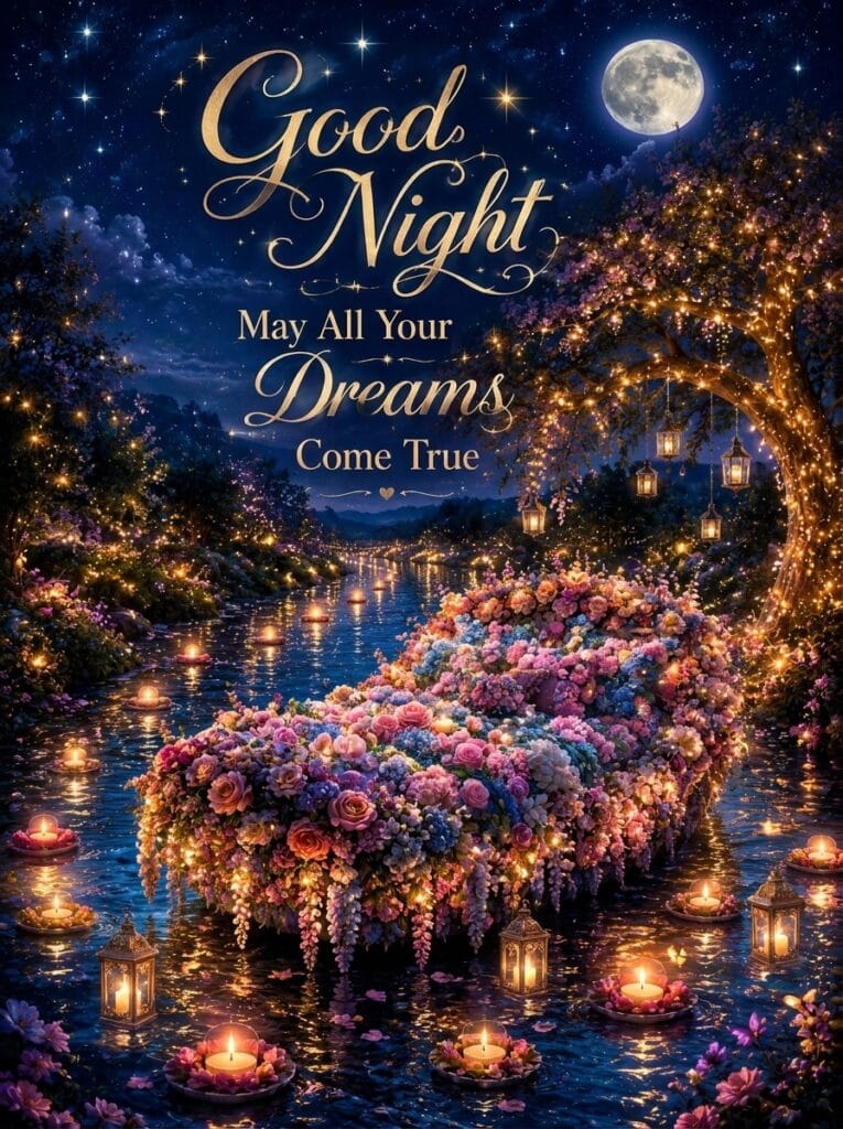 May All Your Dreams Come True Bed Made Of Flowers Ecard