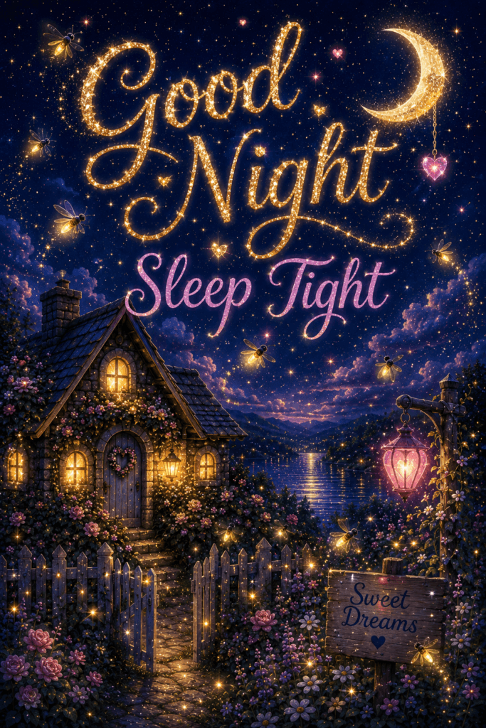 Good Night Sleep Tight Sweet Dreams Sparkly Ecard