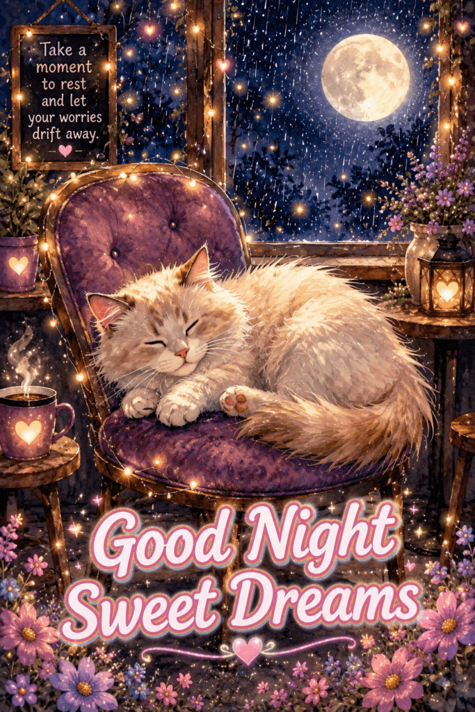 Good Night Sweet Dreams Cat In Storm Ecard