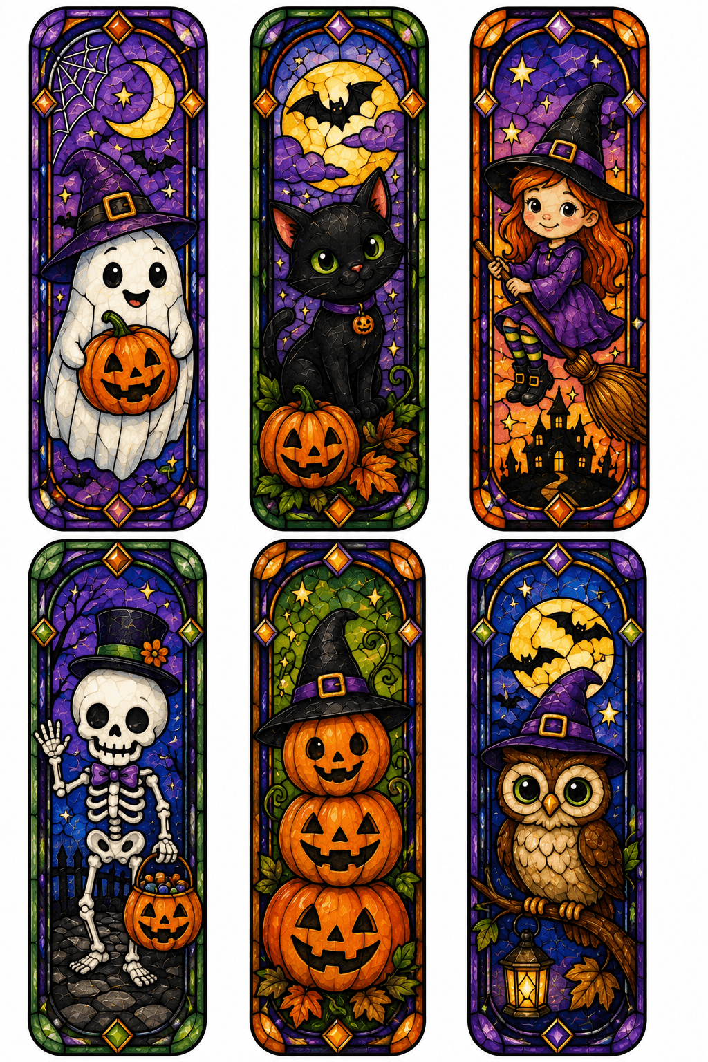Halloween Stained Glass Bookmarks Printable