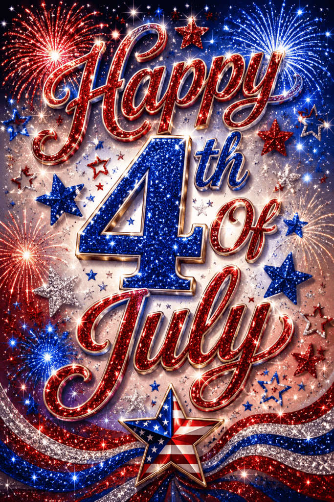 Happy 4th Of July Glittery Ecard