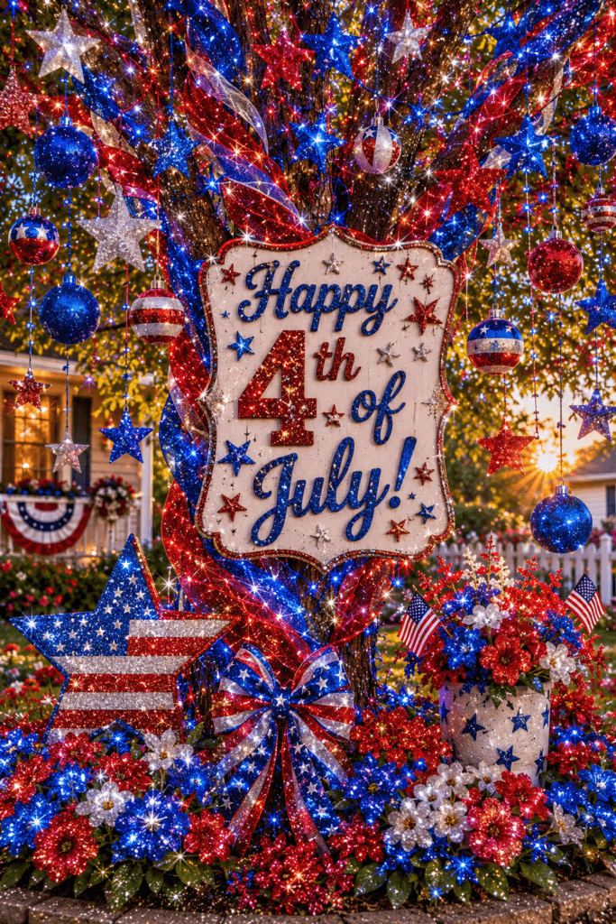 Happy 4th Decorated Tree Ecard