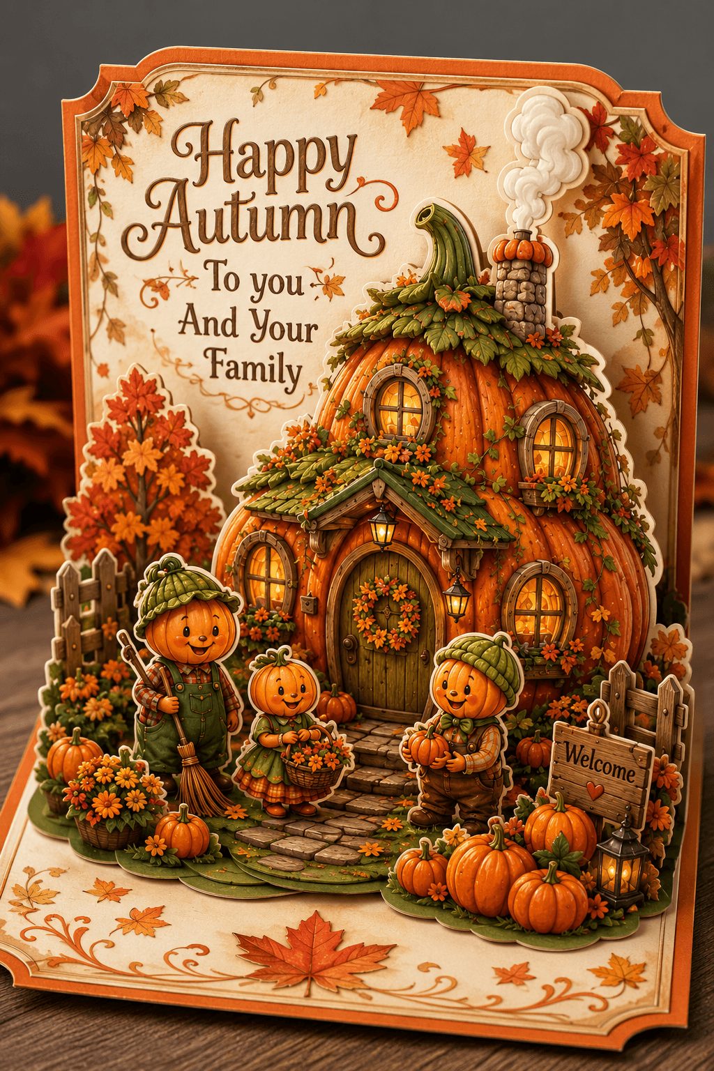 Happy Autumn to You And Your Family Pop Up Ecard