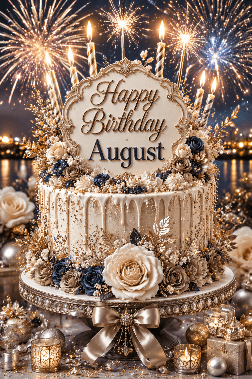 Happy Birthday August Cake Ecard