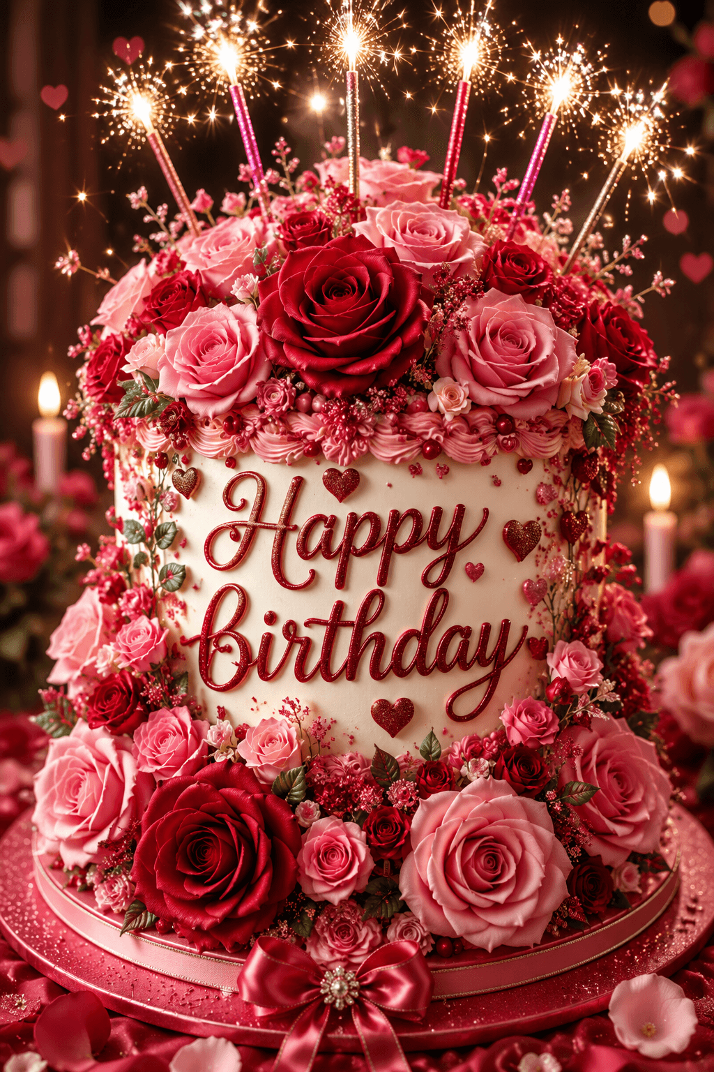 Happy Birthday Roses Cake Ecard