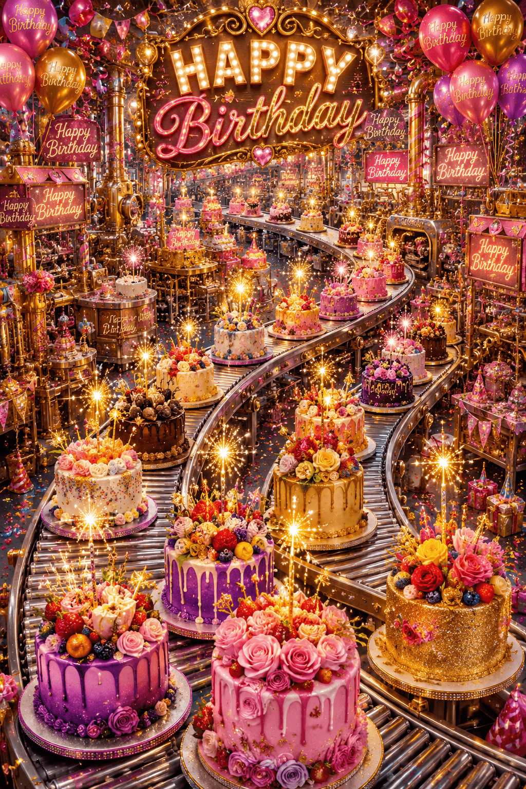 Happy Birthday Cake Conveyor Belt Ecard