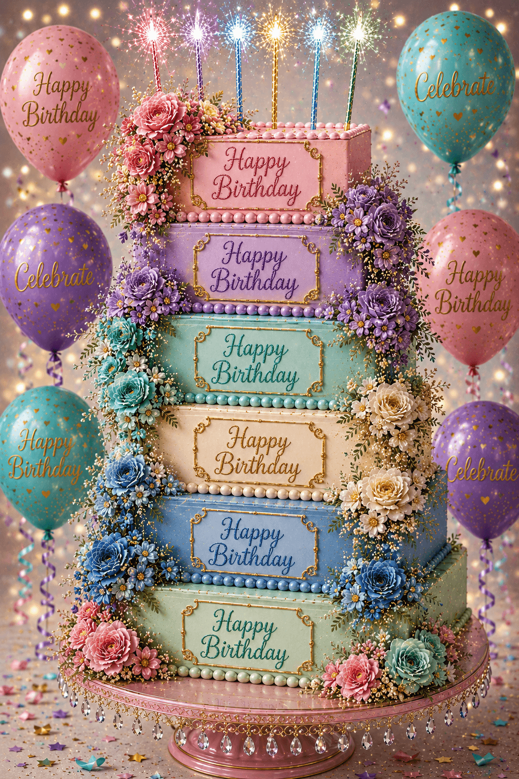 Colorful Layered Cake Ecard