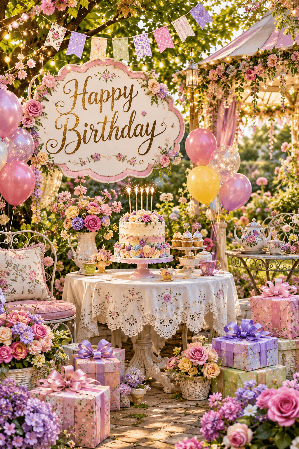Happy Birthday Garden Party Ecard
