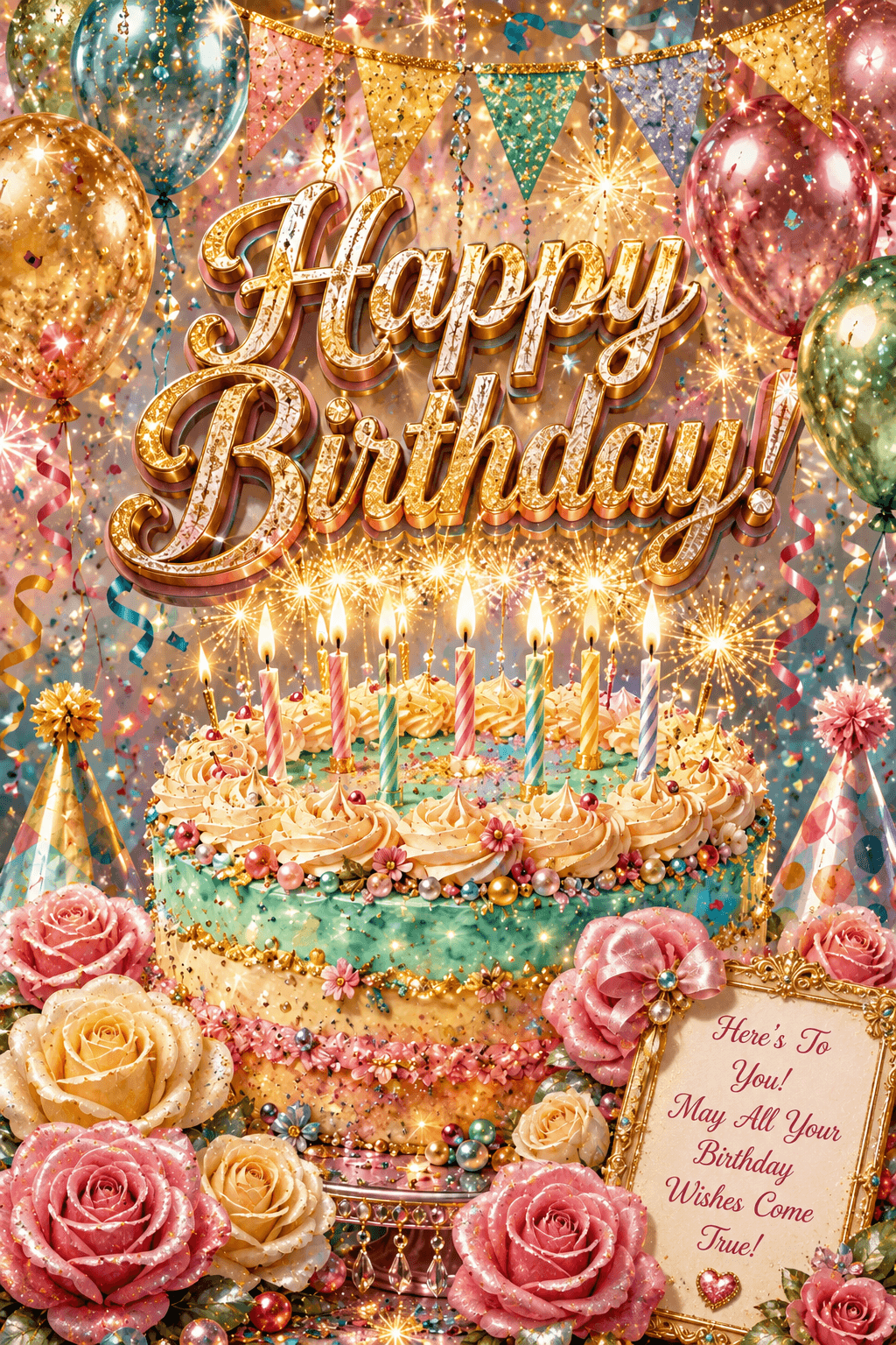 Here's To You May All Your Birthday Wishes Come True Ecard
