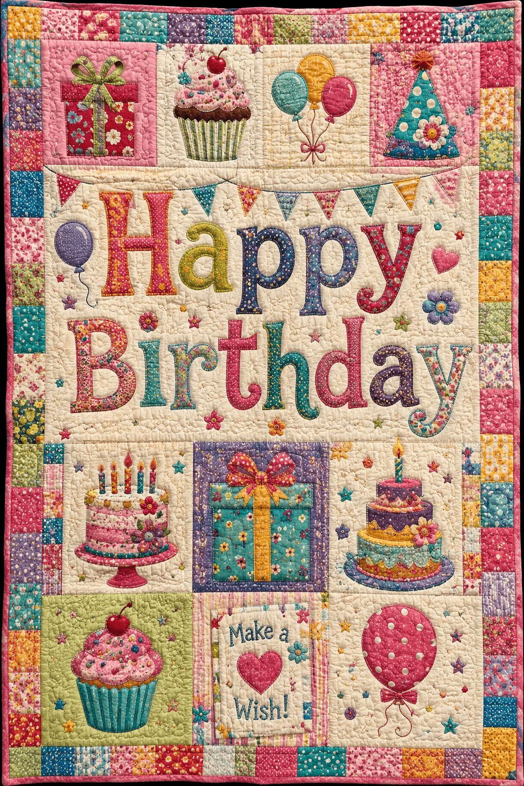 Happy Birthday Quilted Blanket Ecard