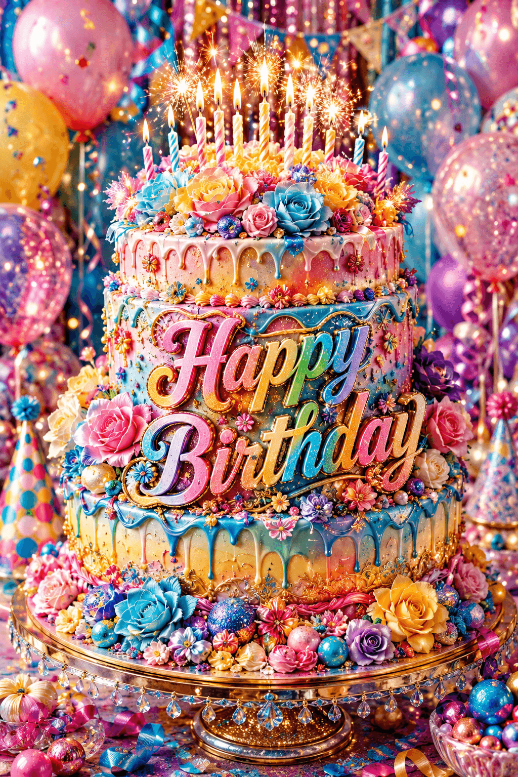 Happy Birthday Rainbow  Over The Top Cake Ecard