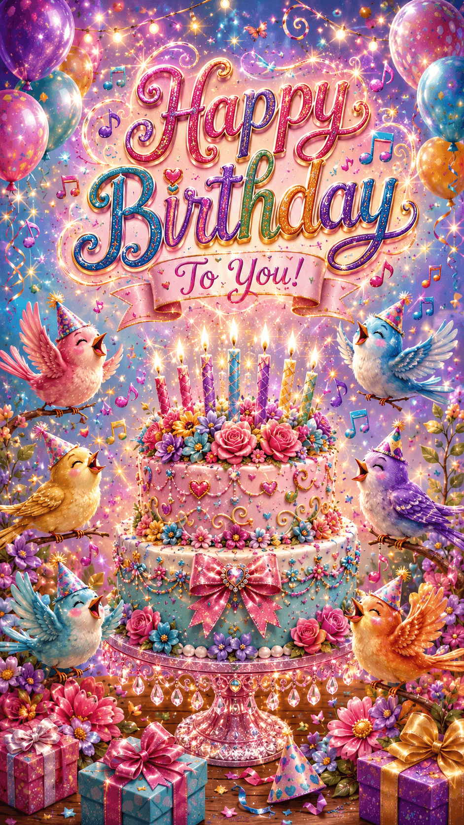 Happy Birthday To You Singing Birds Ecard