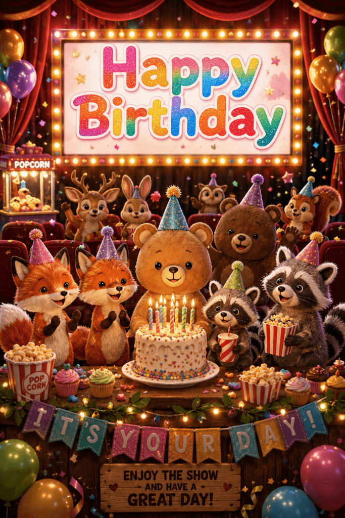 Happy Birthday Woodland Cinema Party Ecard