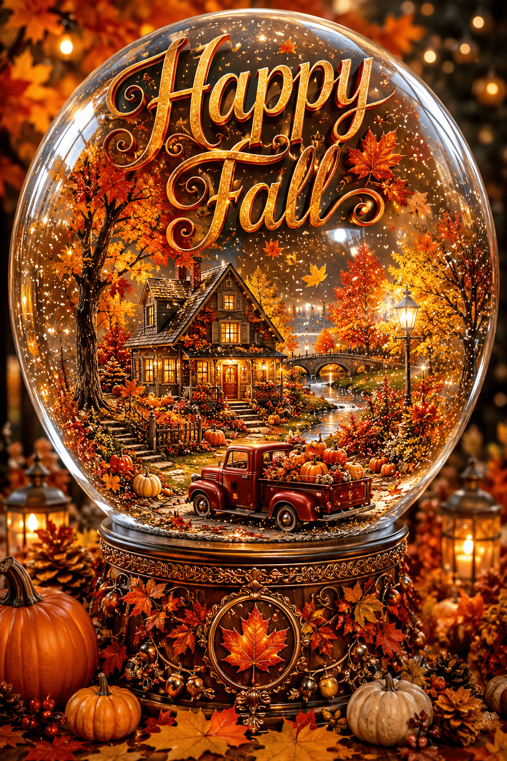 Happy Fall Snow Globe Ecards