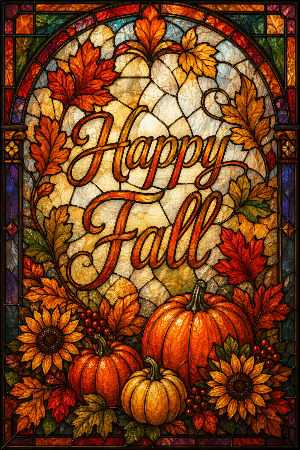 Happy Fall Stained Glass Ecard