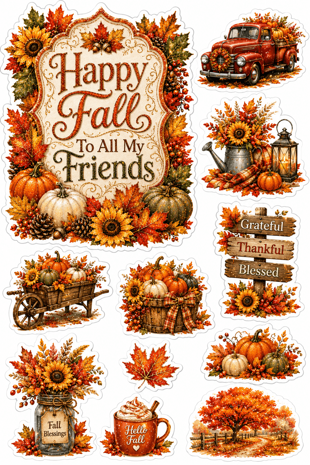 Happy Fall Stickers Printable