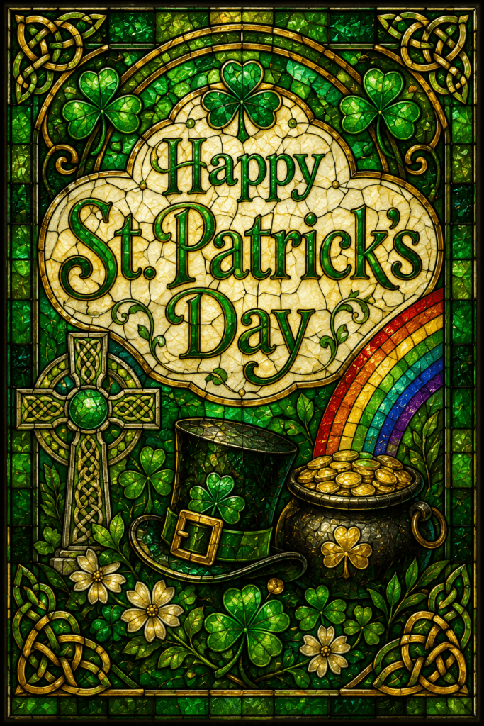 Happy St. Patrick's Day Stained Glass Ecard