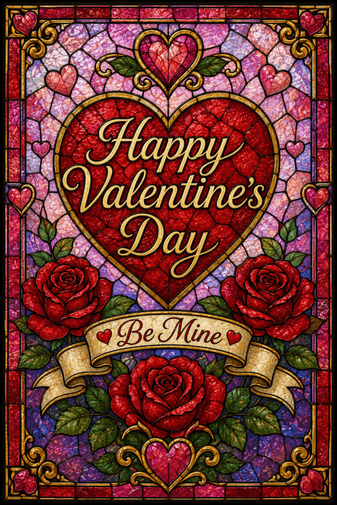 Valentine's Day Stained Glass Ecard