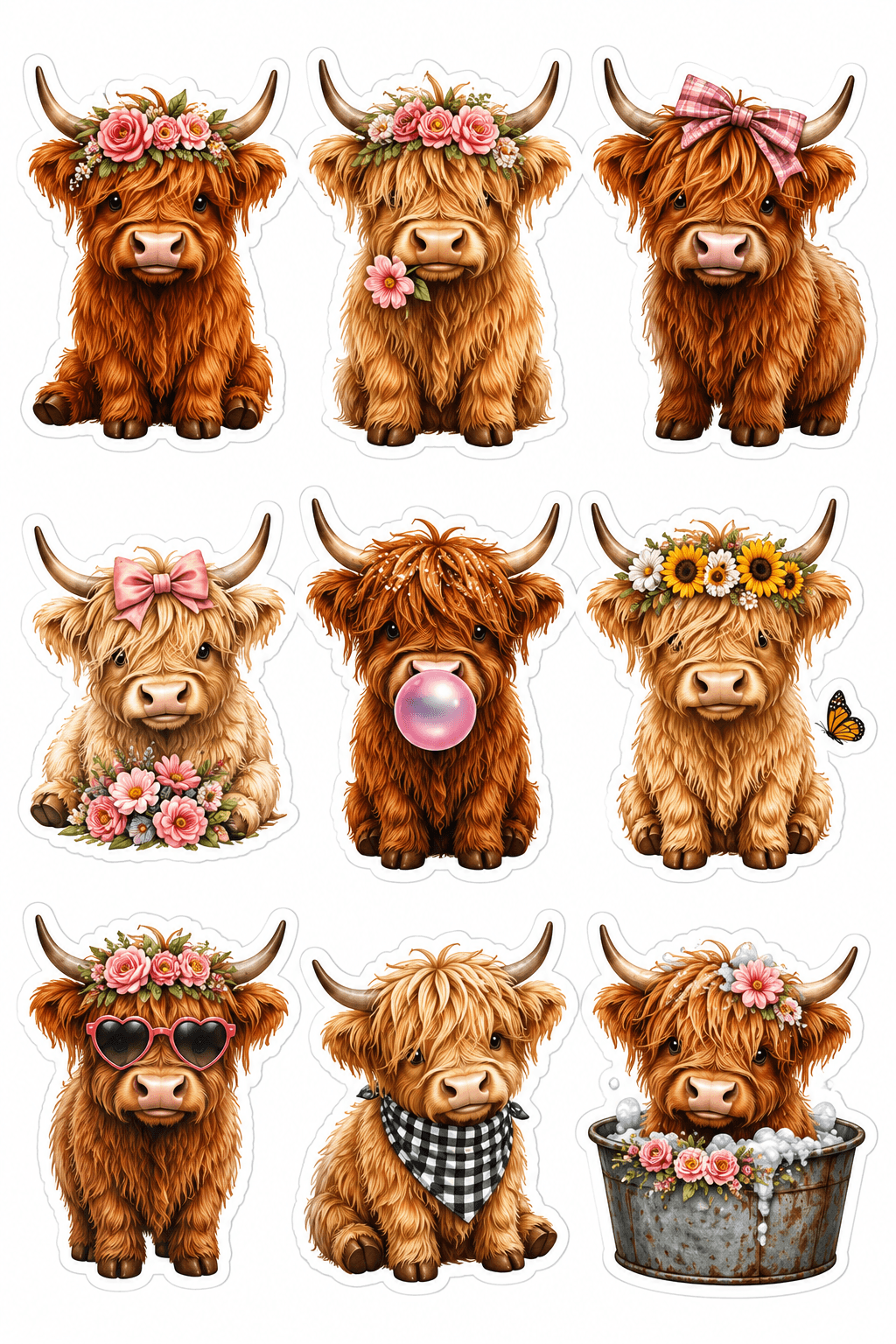 Highland Cow Stickers Printable