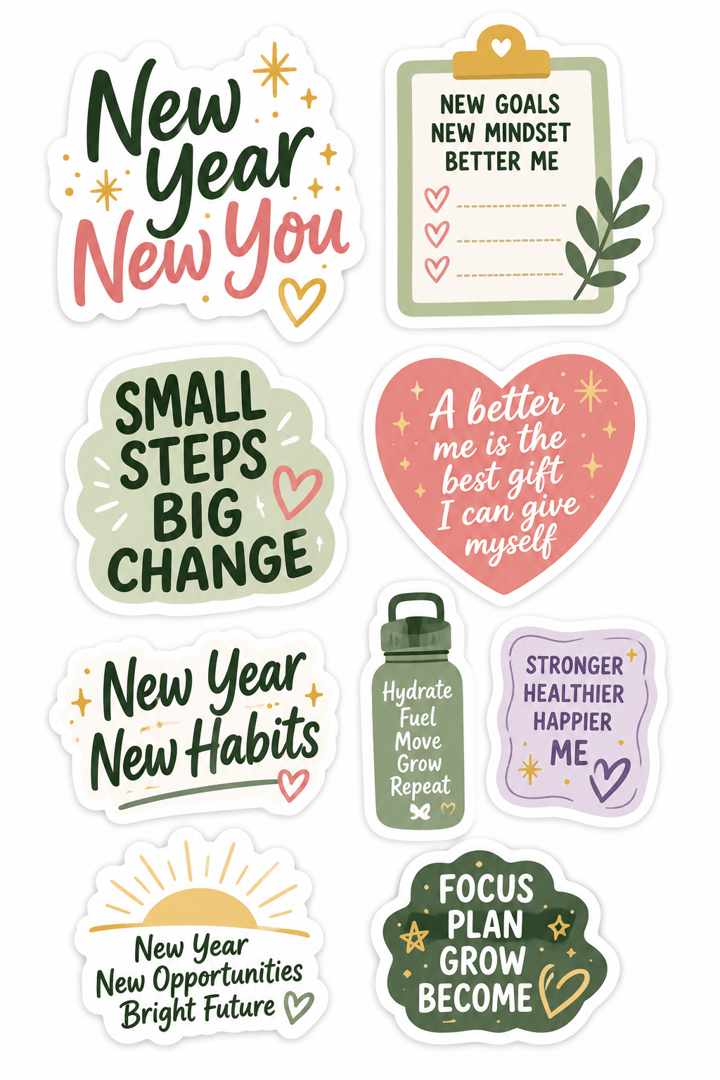 New Year New You Stickers Printable