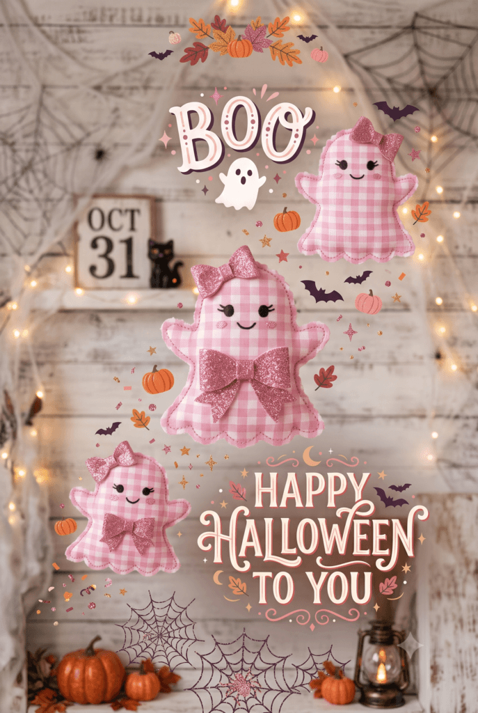 Happy Halloween To You Pink Ghosts Ecard