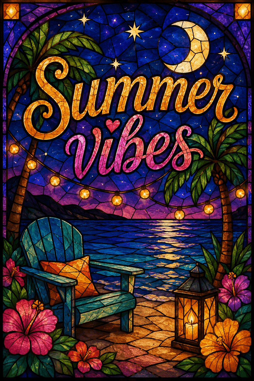 Summer Vibes Stained Glass Ecard