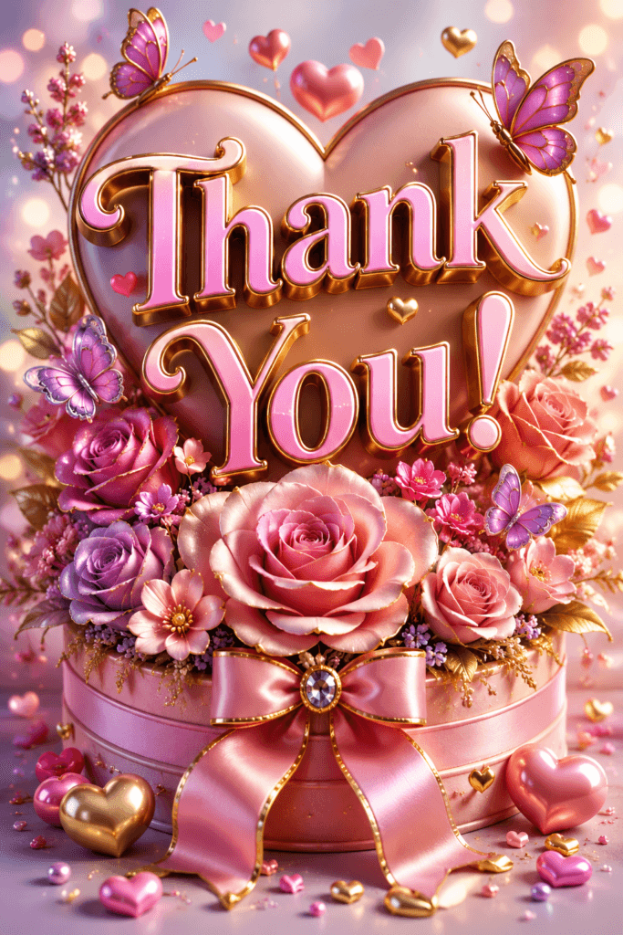 Thank You Hearts Roses And Butterflies Ecard