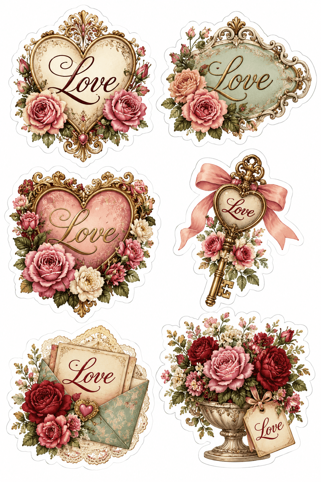Victorian Love Stickers Printable