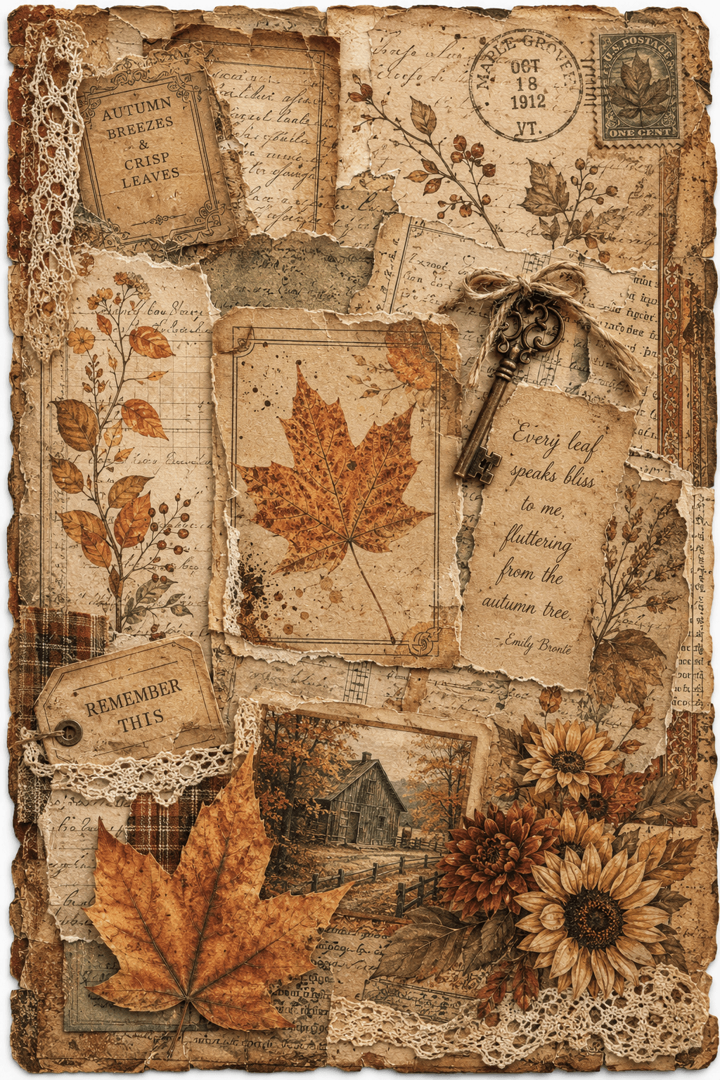 Vintage Fall Junk Journal Page Printable