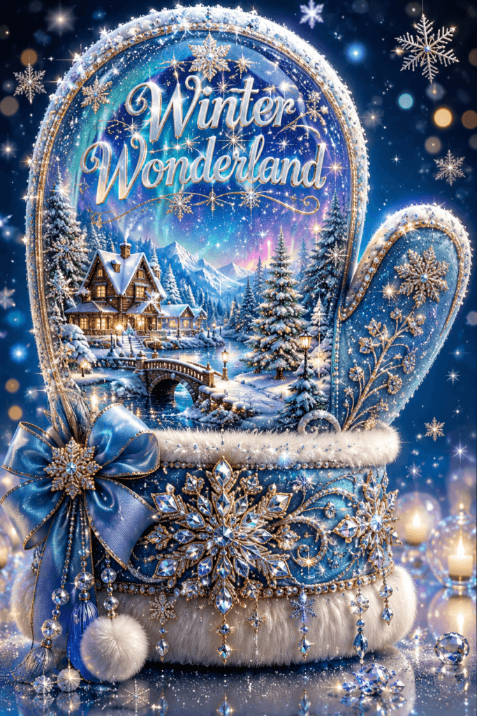 Winter Wonderland Blue Mitten Ecard