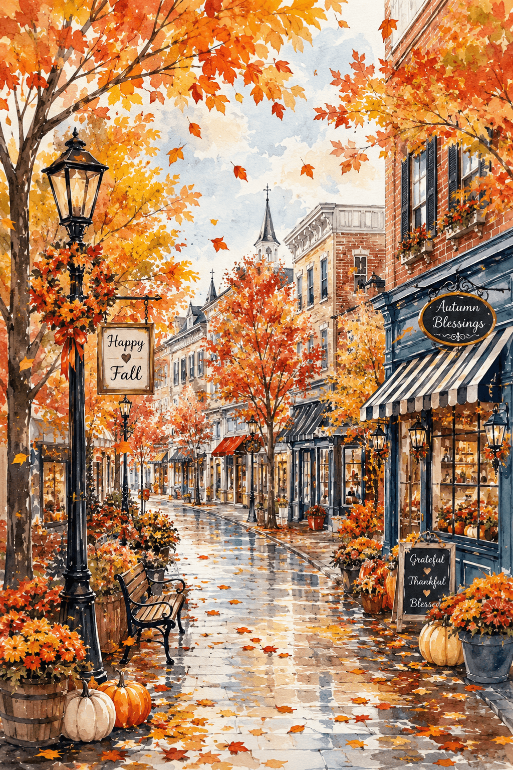 Happy Fall Town Street Ecard