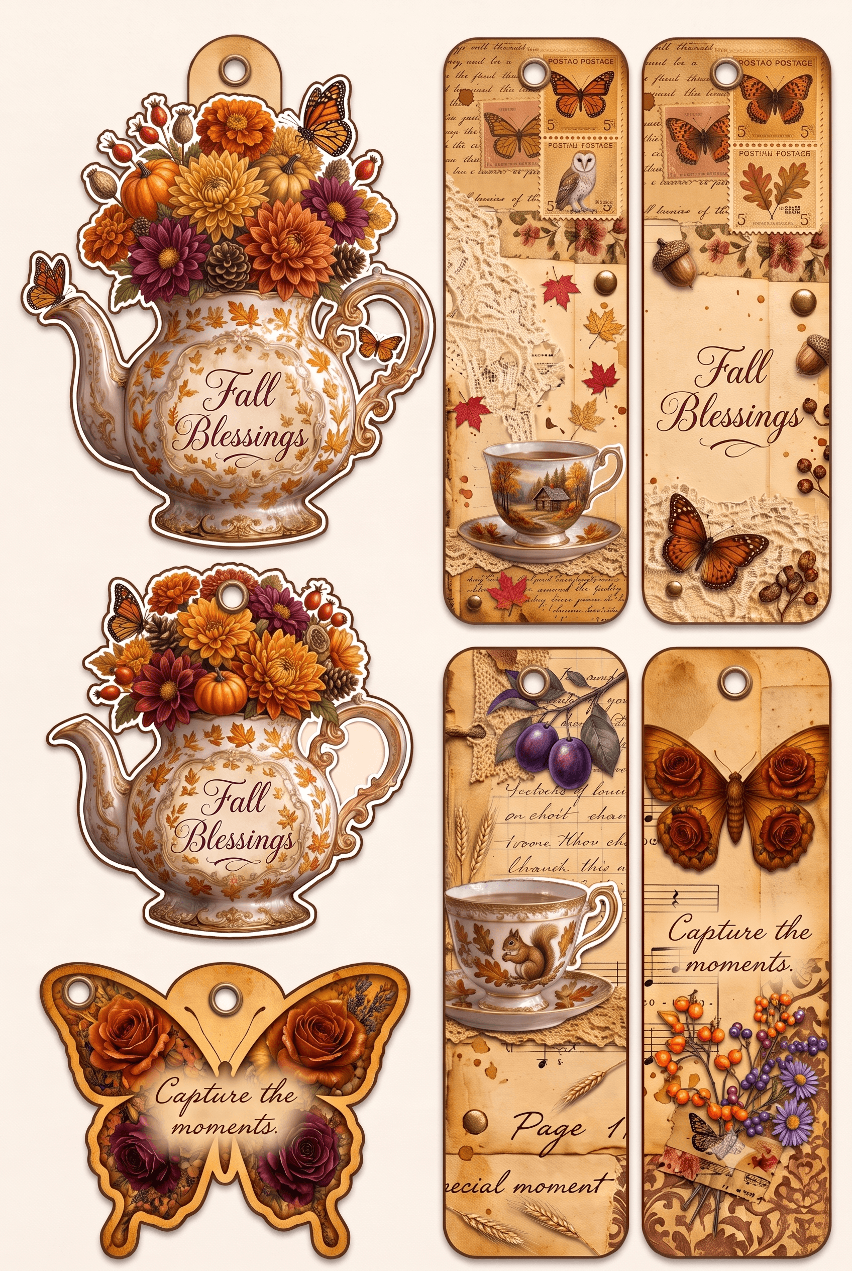Fall Blessings Bookmark Set Printable