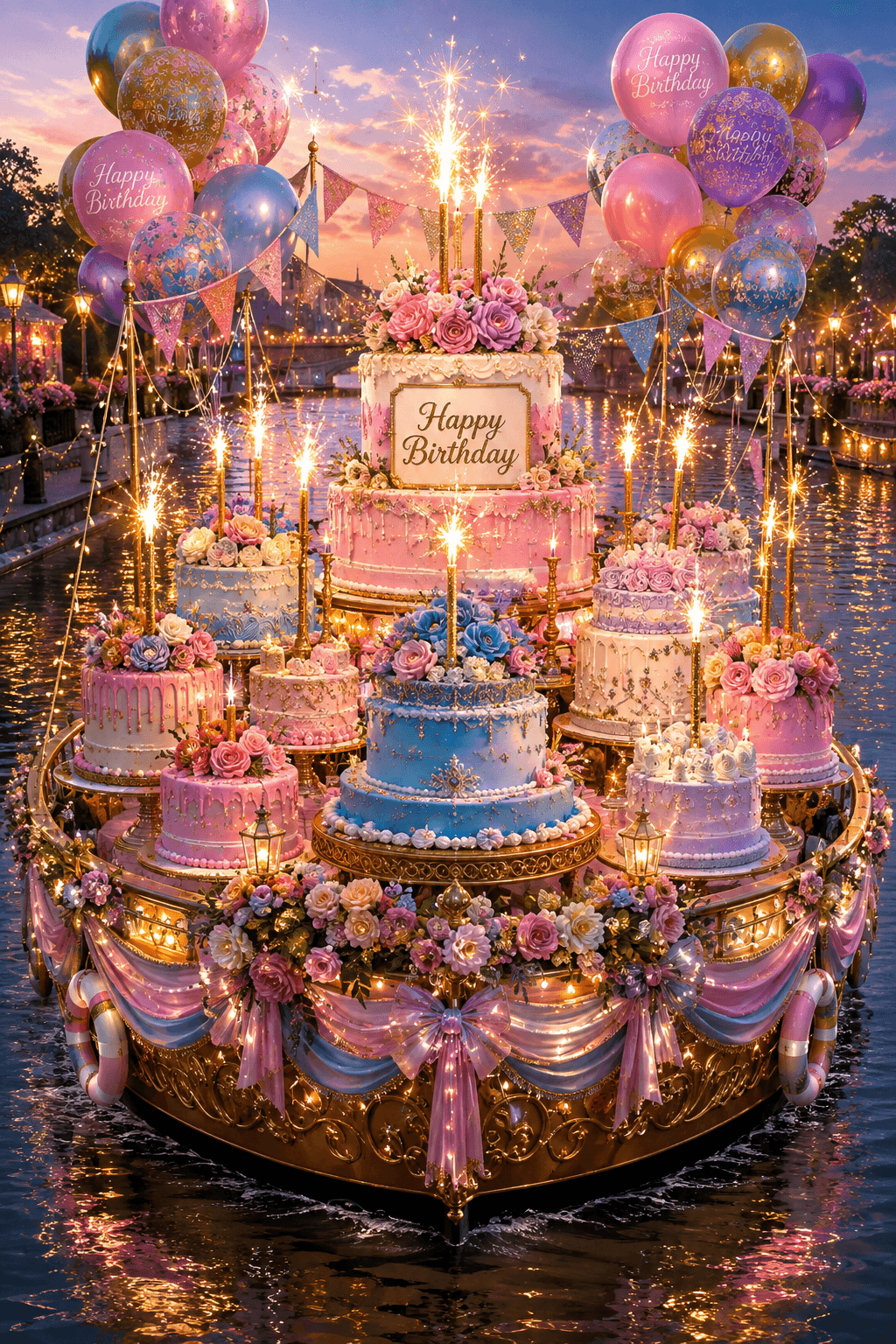 Birthday Cake Barge Ecard
