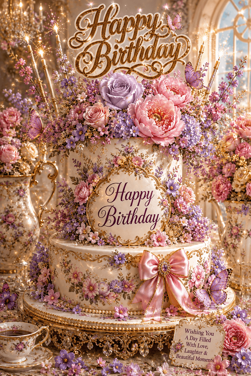 Happy Birthday Blooming Cake Ecard
