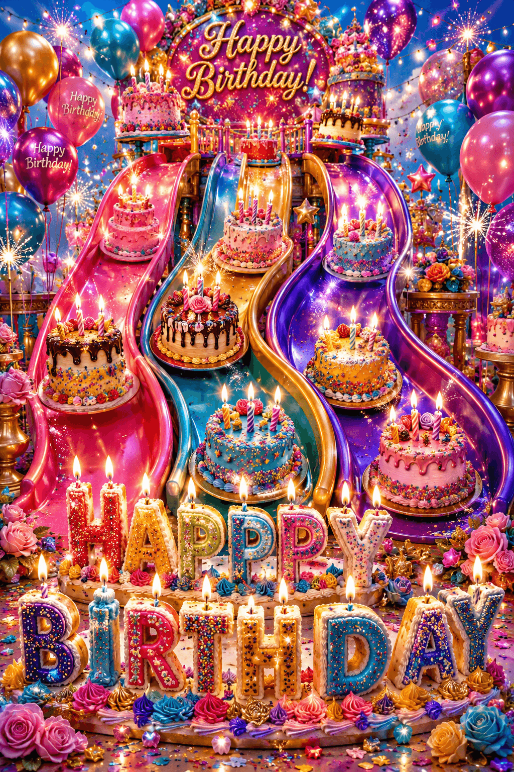 Happy Birthday Cake Slide Ecard