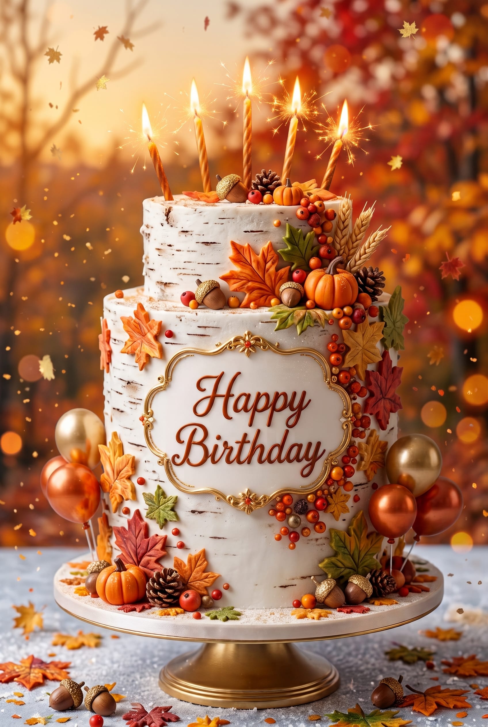 Happy Birthday Fall Cake Ecard