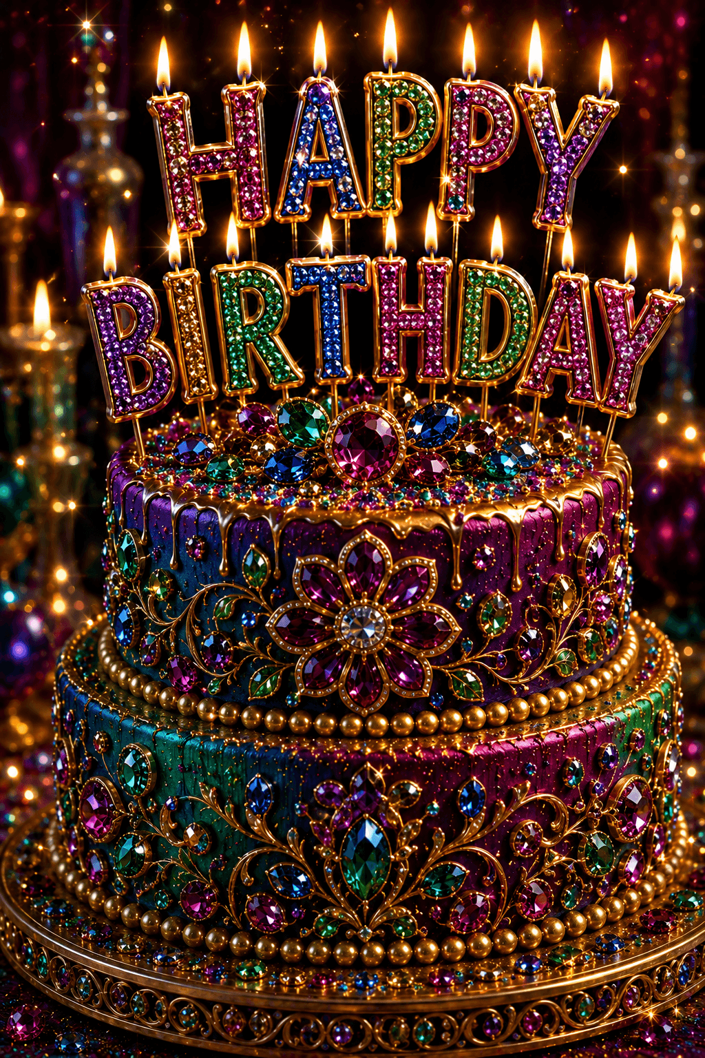 Happy Birthday Jewel Tones Ecard