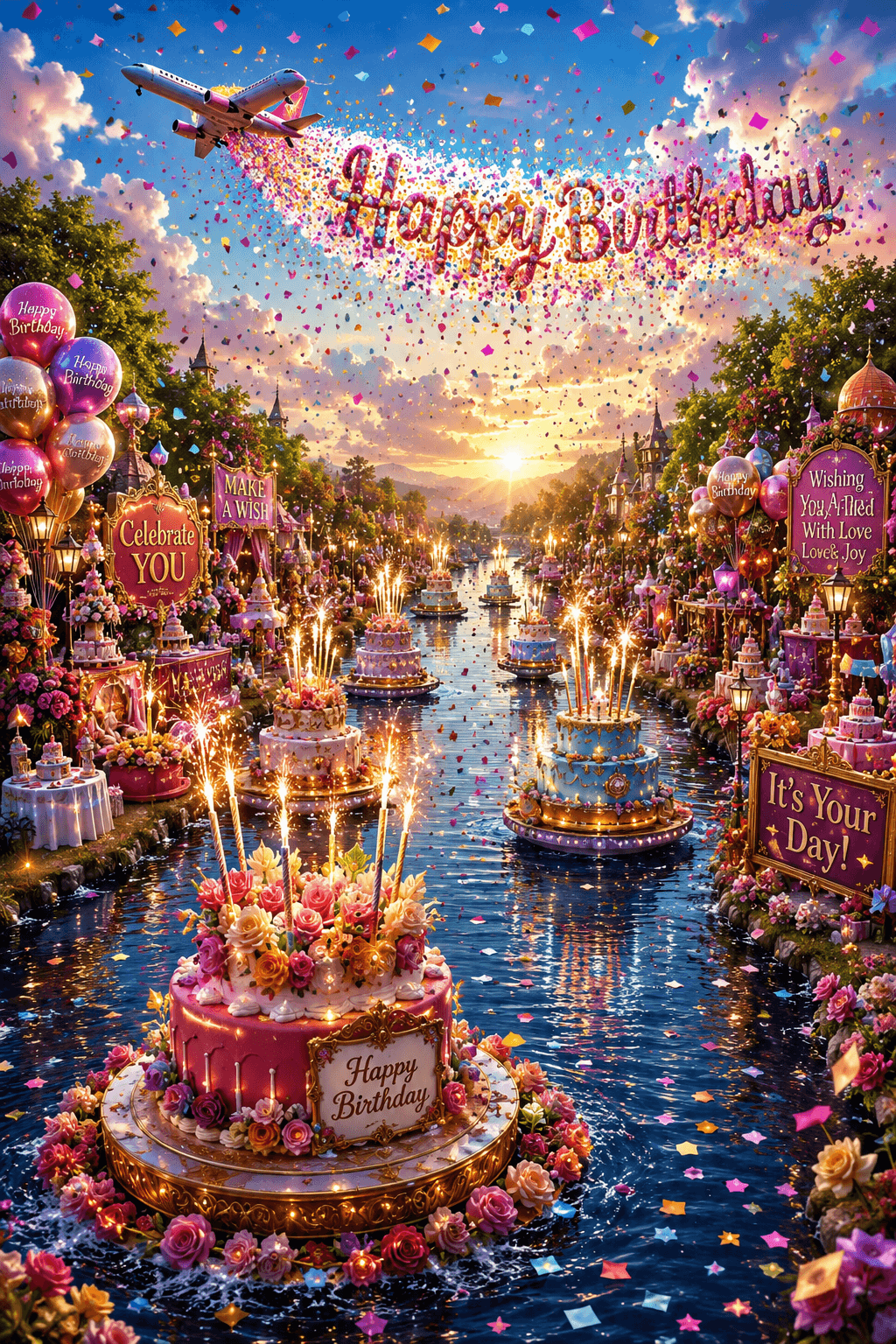 Happy Birthday Lake Celebration Ecard
