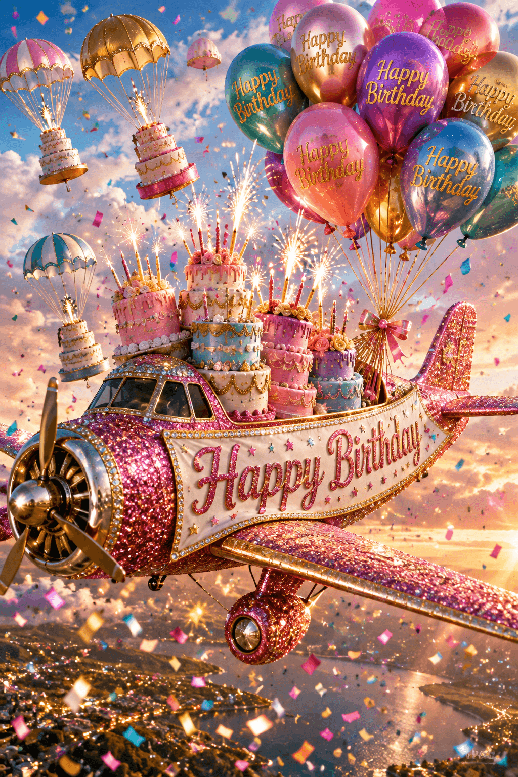 Happy Birthday Planed Filled With Cake Ecard