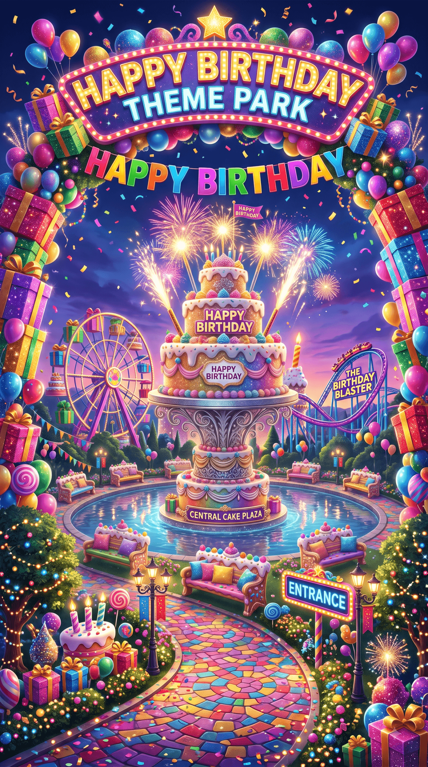 Happy Birthday Theme Park Ecard