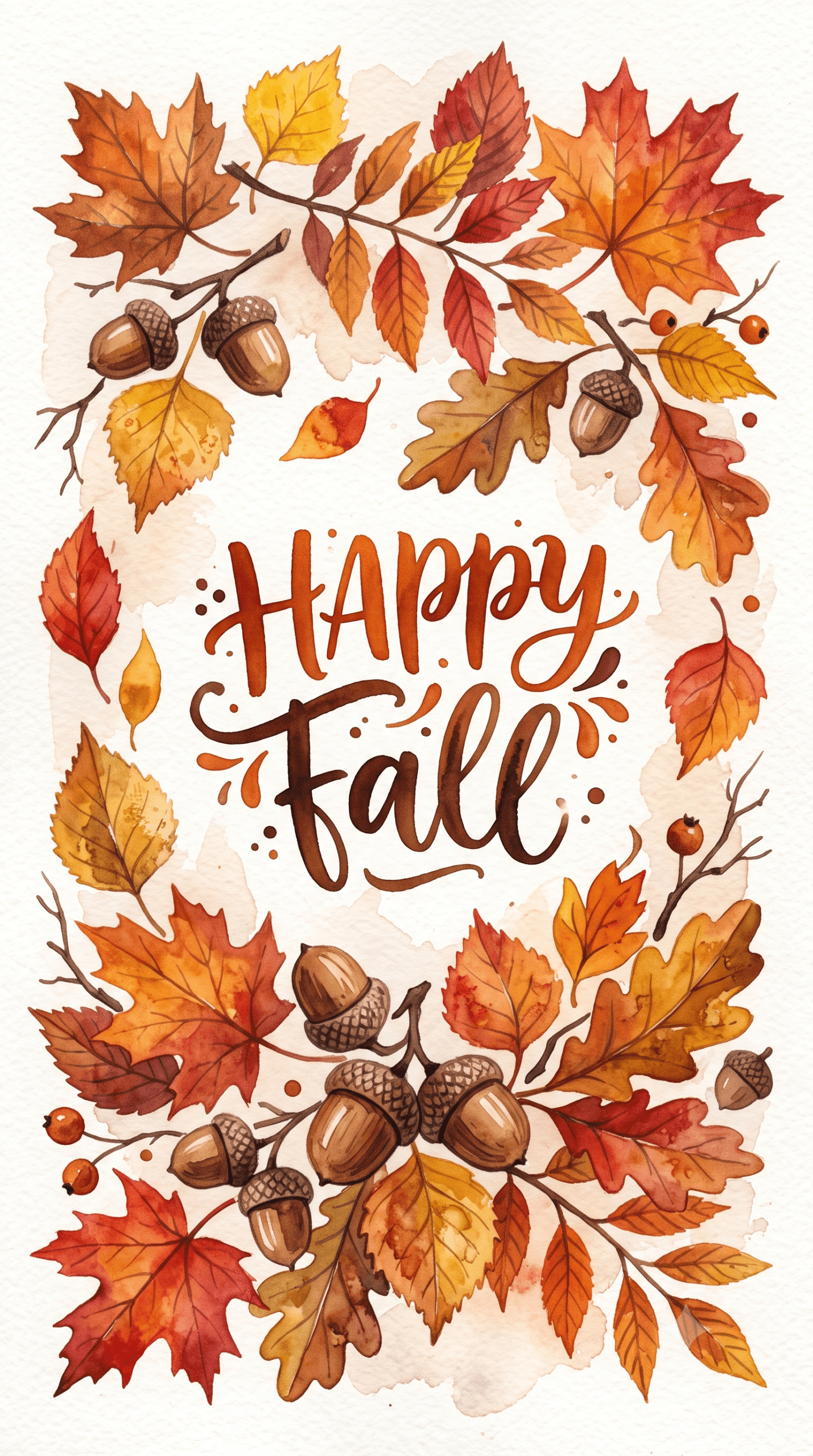 Leaves and Acorns Happy Fall Ecard