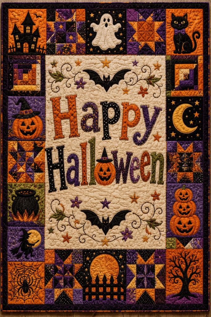 Happy Halloween Patchwork Quilt Ecard