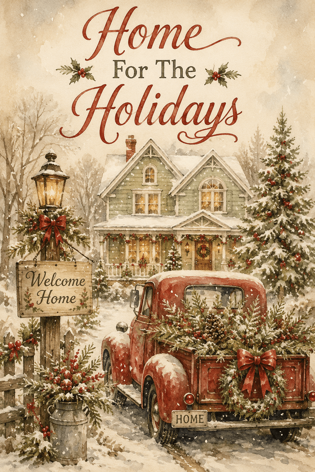 Vintage Home For The Holidays Ecard