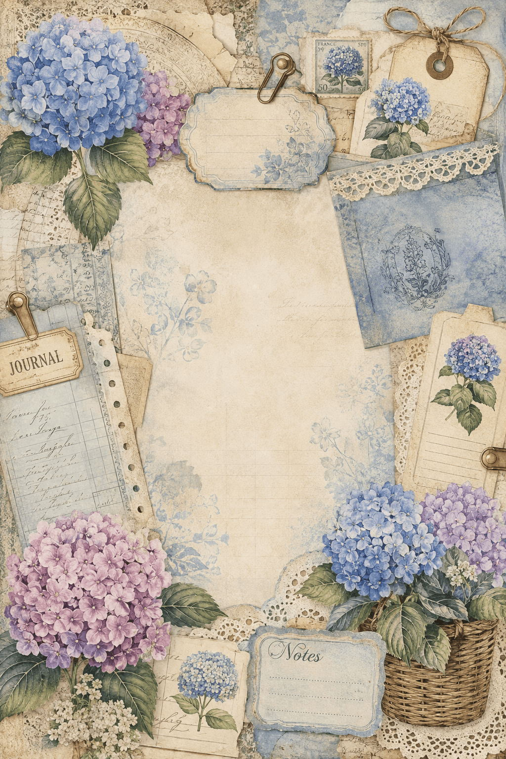 Junk Journal Hydrangea Printable