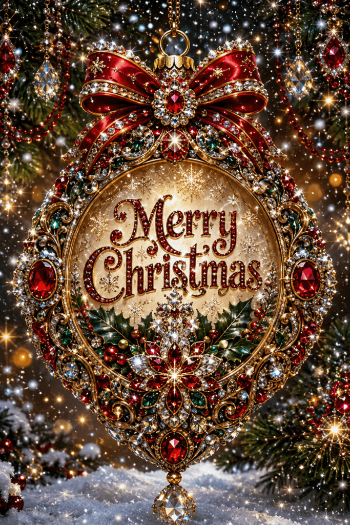 Elegant Merry Christmas Ornament Ecard