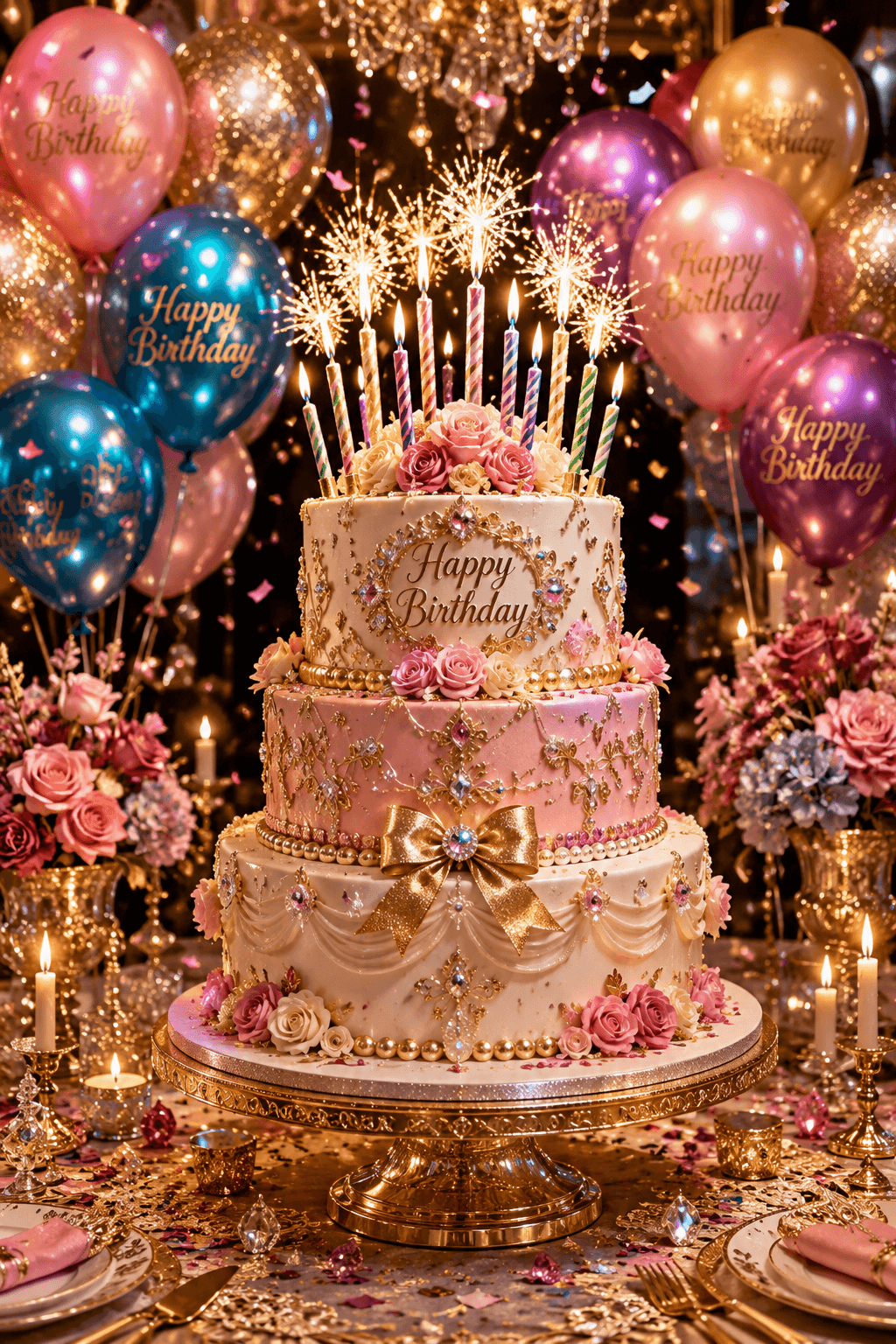 Happy Birthday Pretty Pink And White Cake Ecard