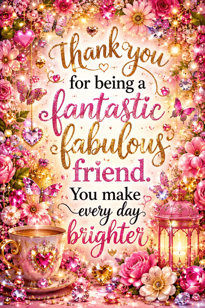 Fantastic Fabulous Friend Pink And Gold Ecard