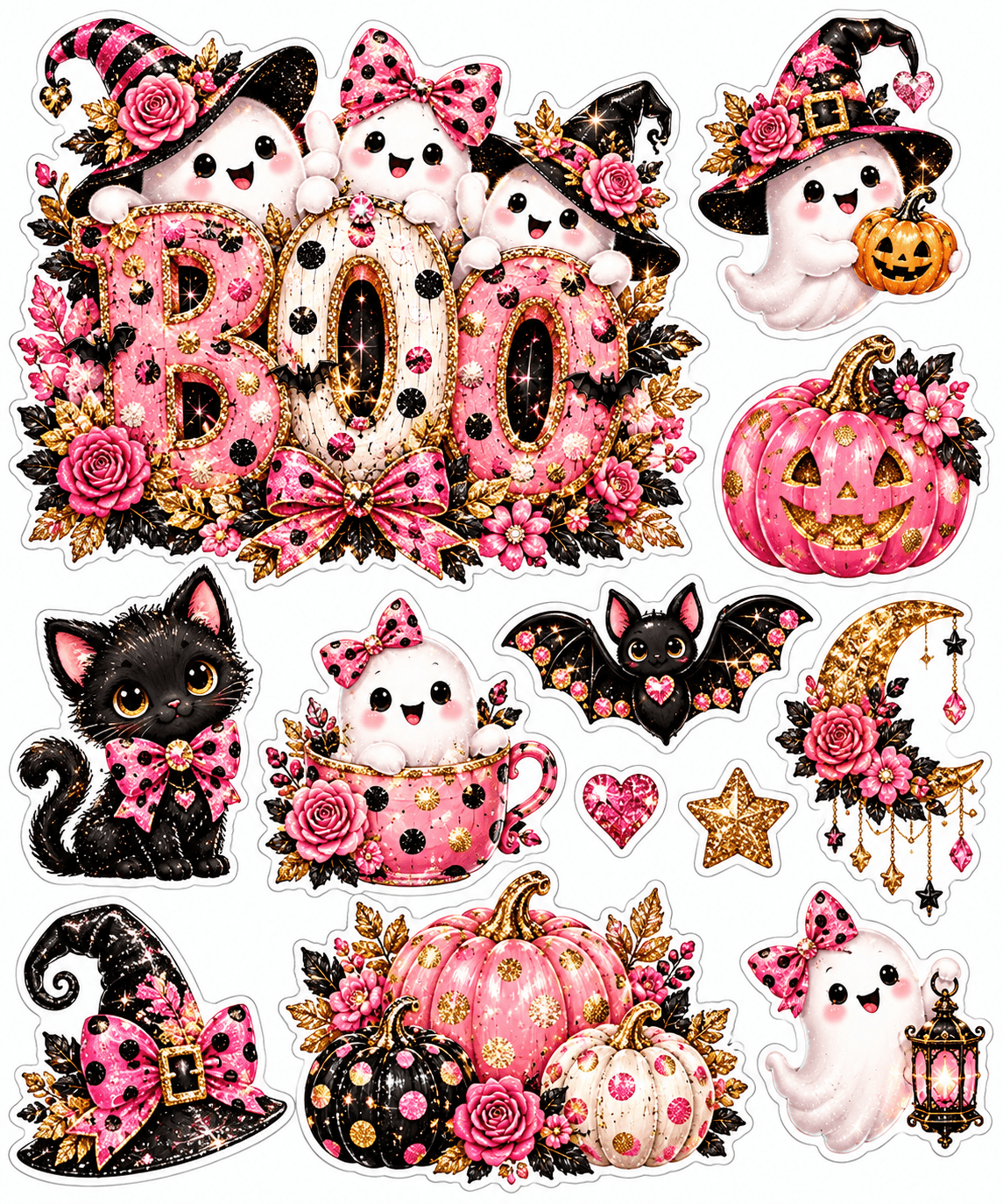 Cute Pink Halloween Stickers