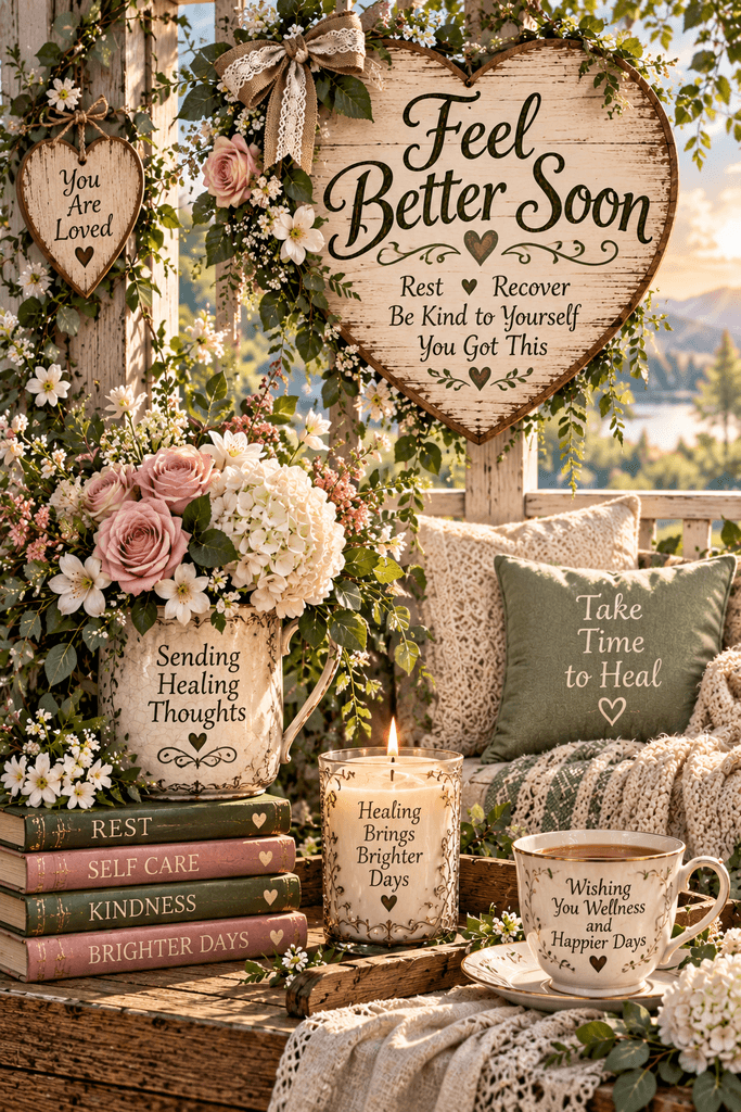 Feel Better Soon Green And Pink Ecard